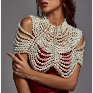 Elegant Pearl Beaded Capelet one size